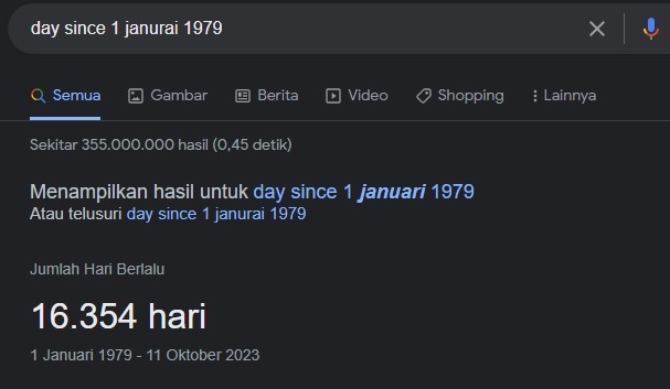 Viral Tren Day Since di TikTok, Ini Cara Mudah Hitung Jumlah Hari di Google/ Tangkap Layar Google