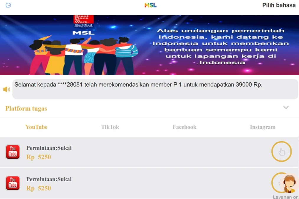 Aplikasi Penghasil Uang MSL Diduga Penipuan Skema Ponzi!