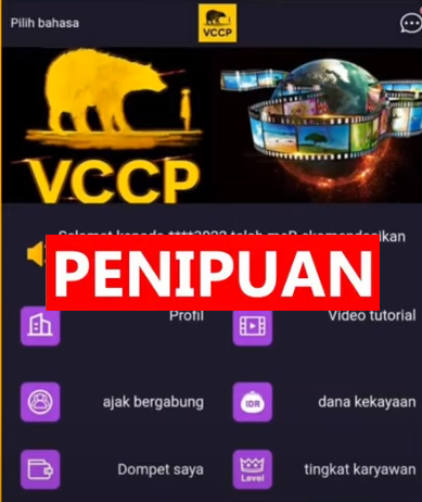 Terbukti! Aplikasi VCCP Dinyatakan Scam Hari Ini