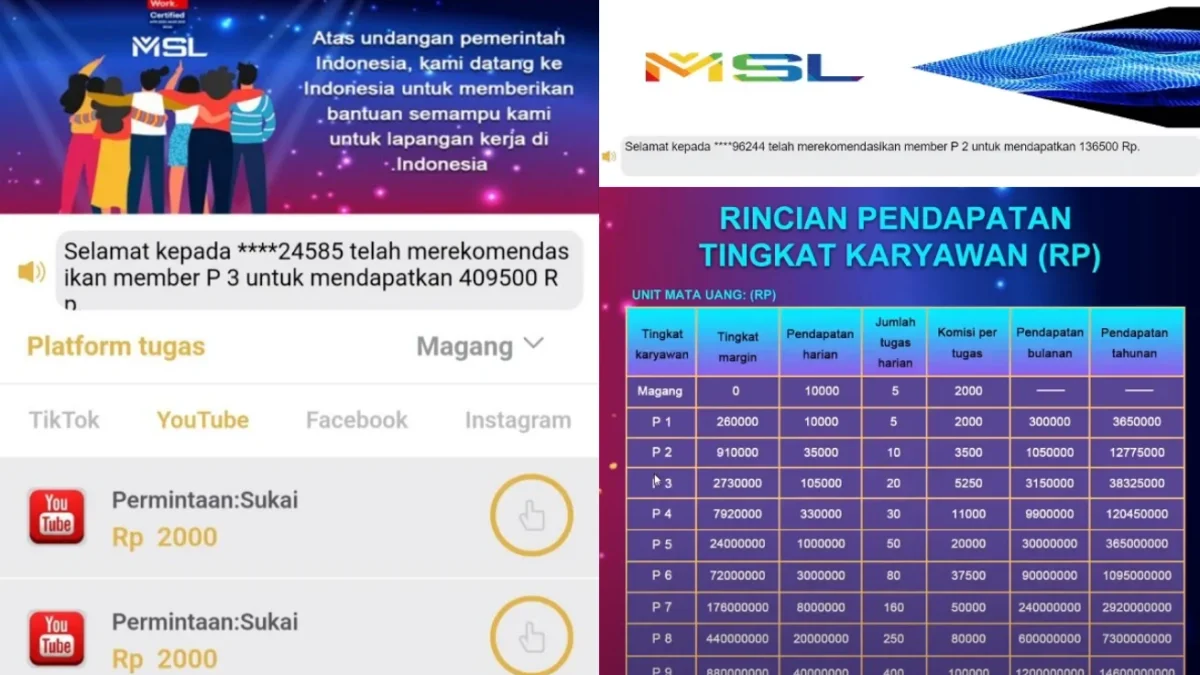 Waspada! Aplikasi MSL Penipuan Terbaru dengan Modus Kerja Paruh Waktu