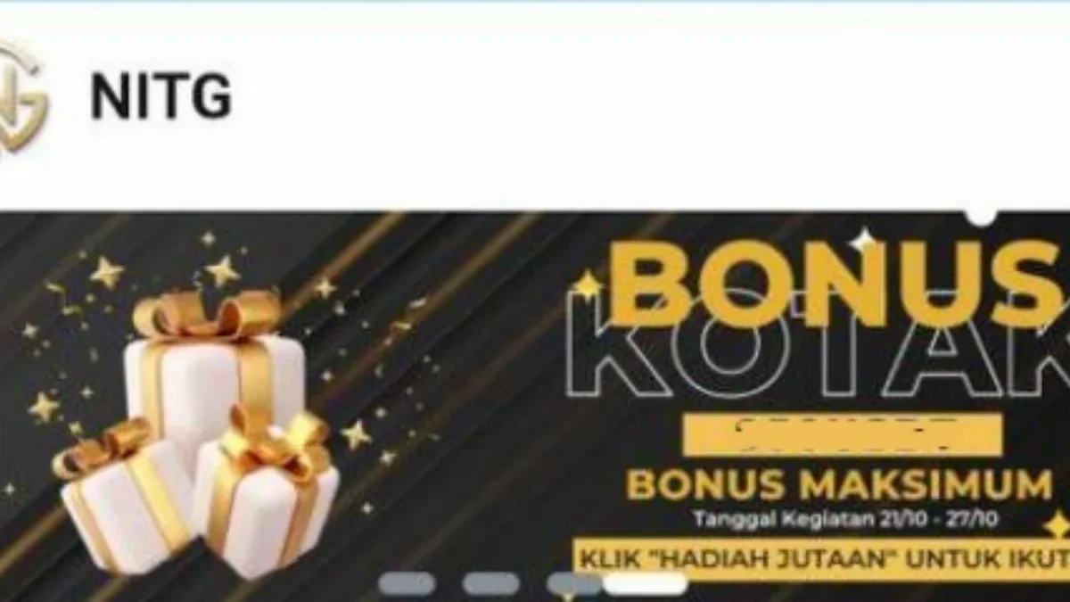 Aplikasi penghasil uang NITG yang beri bonus pendaftaran.