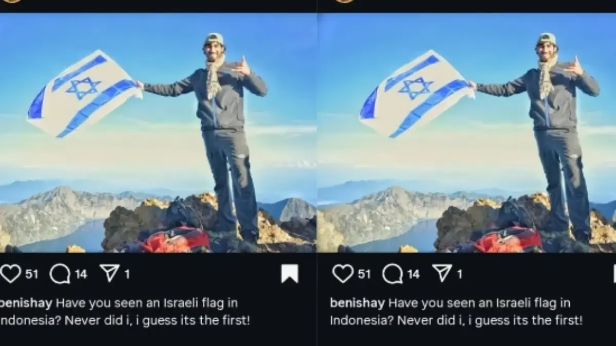 Tangkapan layar foto WNA kibarkan bendera Israel