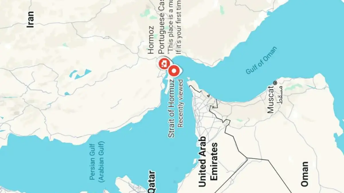 Peta Selat Hormuz yang merupakan jalur internasional pengiriman minyak dan gas dunia