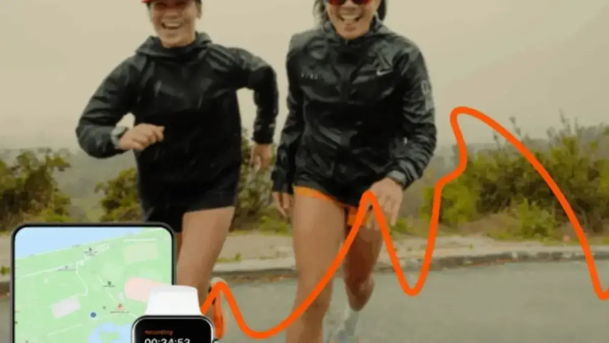 Ilustrasi orang menggunakan aplikasi strava