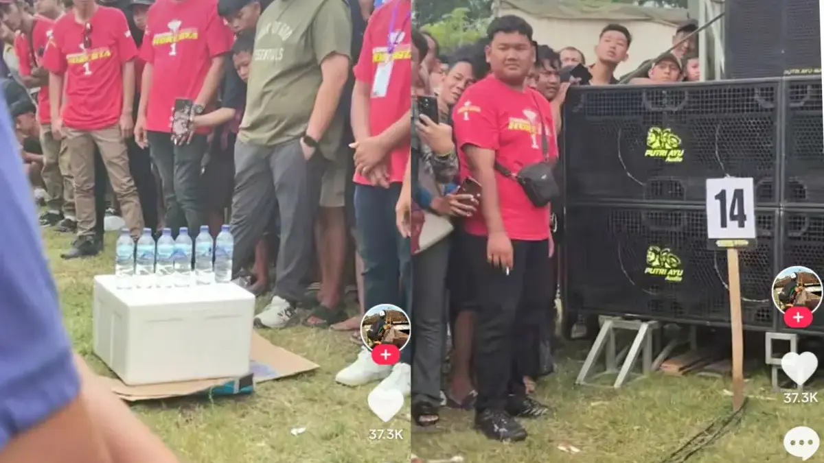 Tangkapan layar rekaman lomba menjatuhkan botol dengan sound horeg