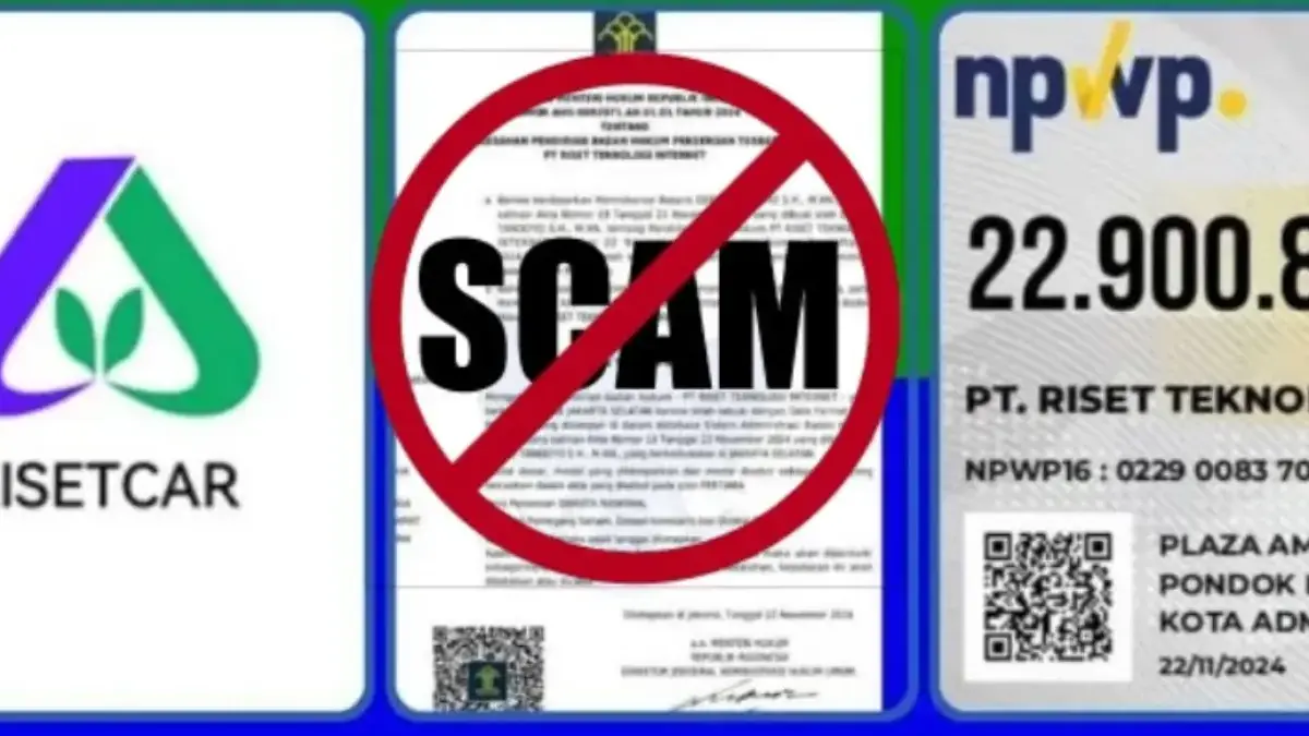 Aplikasi Risetcar yang diprediksi scam pekan ini.