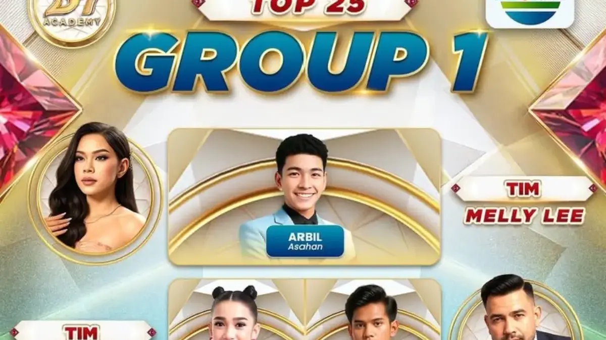 Tangkapan layar poster D Academy 7 top 25 grup 1