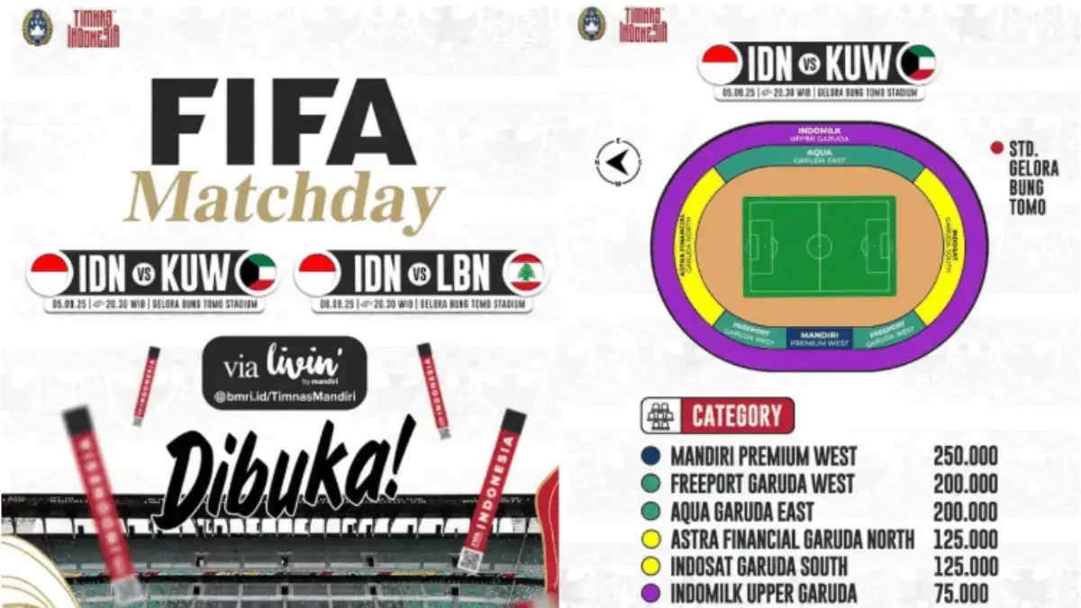 Cara Beli Tiket Timnas Indonesia vs Kuwait & Lebanon, Harga Mulai Rp75 Ribu Saja!