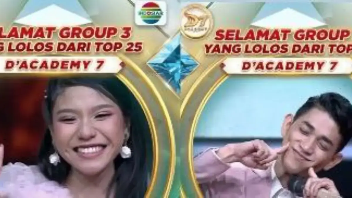 Kolase tangkapan layar peserta yang lolos D Academy 7 Grup top 25