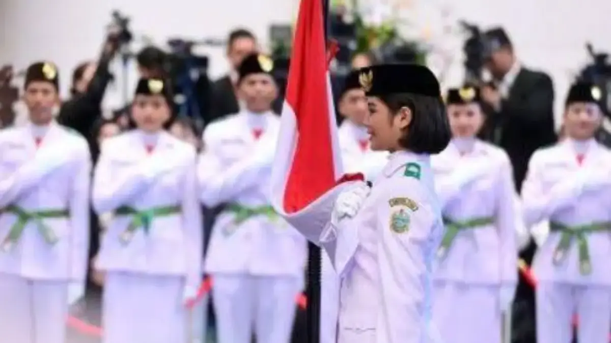 Tangkapan layar anggota Paskibraka HUT ke 80