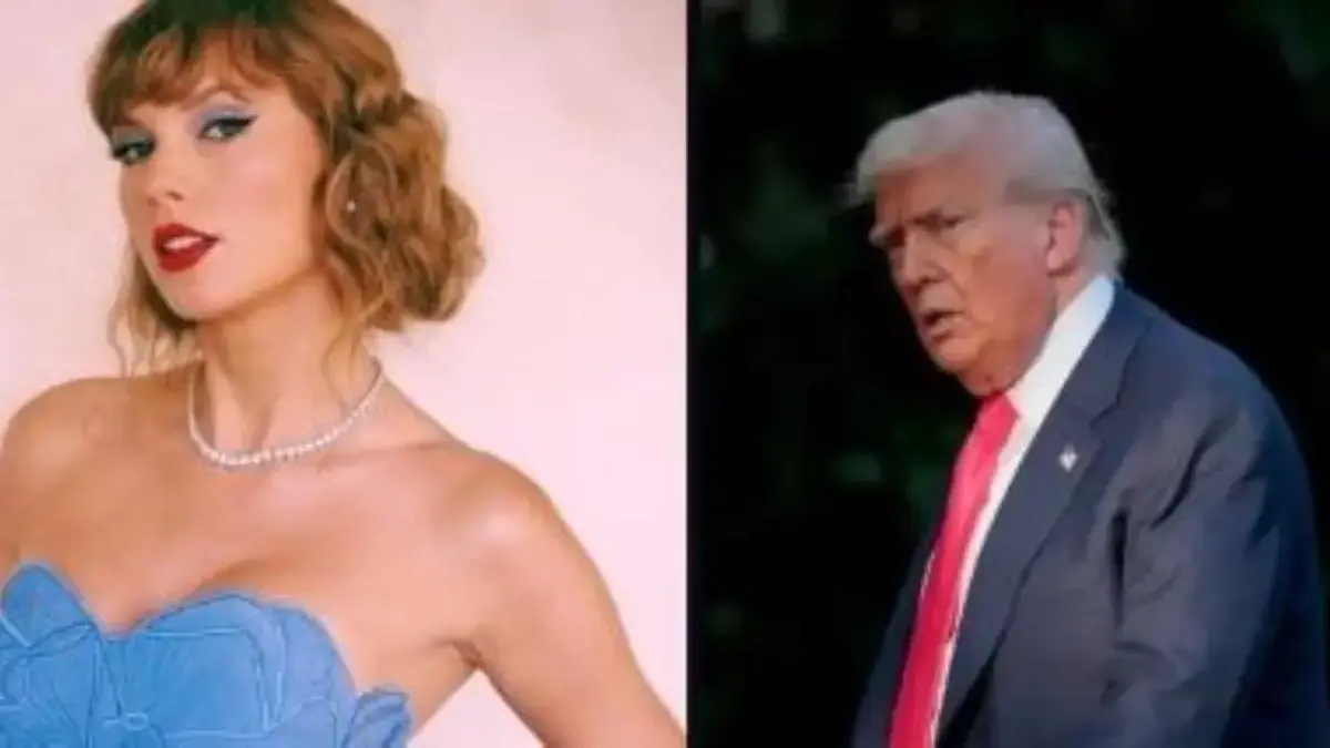 Kolase potret Taylor Swift dan Donald Trump