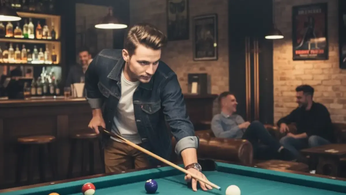 Ilustrasi edit foto main billiard dengan gemini AI