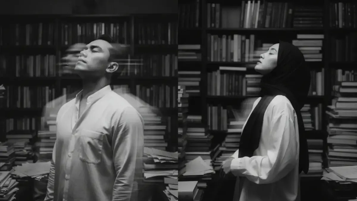 Prompt AI Edit Foto Aesthetic di Tumpukan Buku