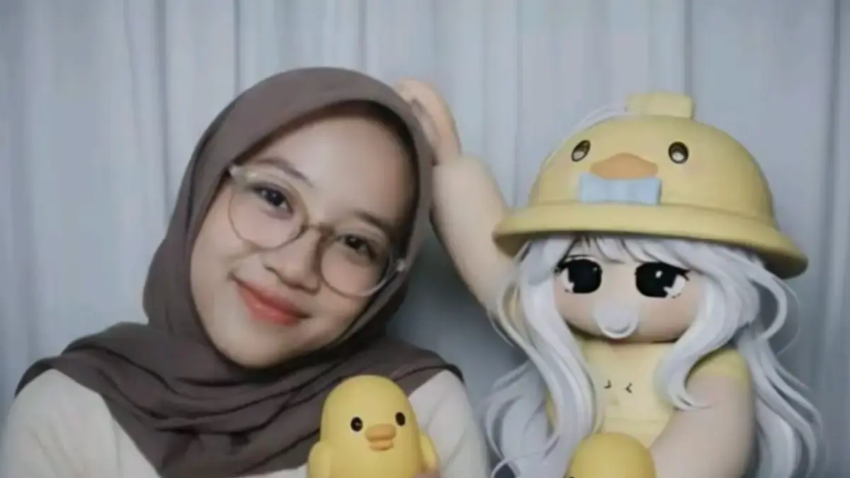 Ilustrasi edit foto ala photobox bareng avatar Roblox
