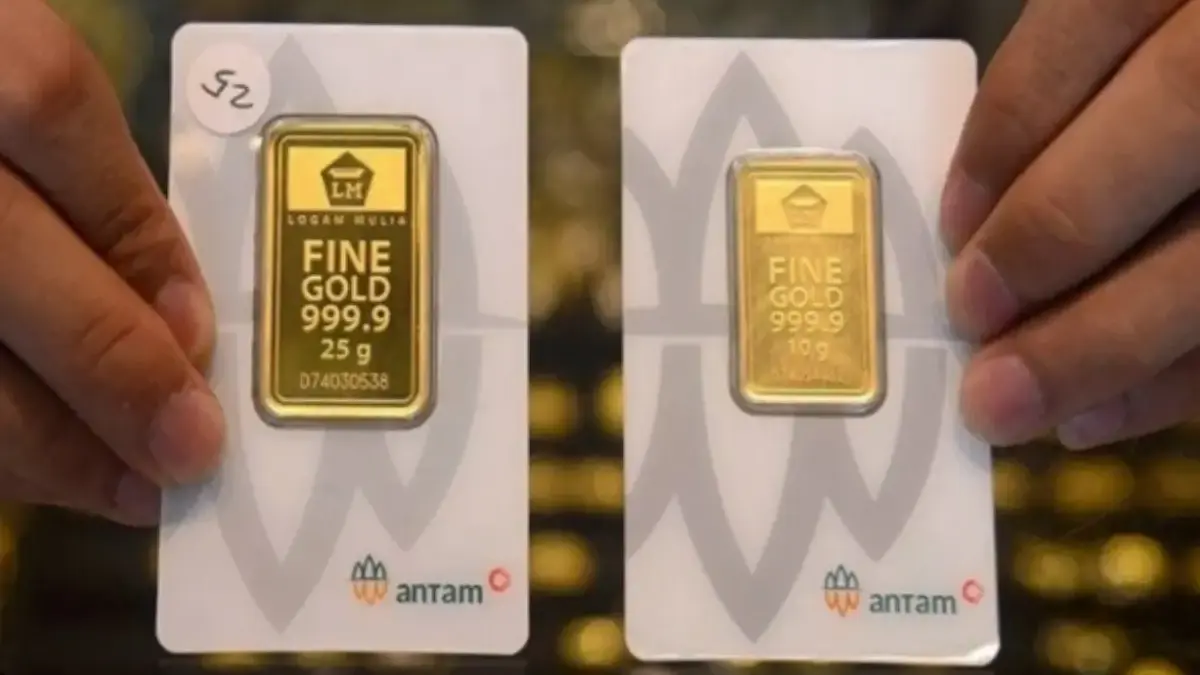 AILUSTRASI harga emas Antam yang mengalami penurunan cukup drastis.