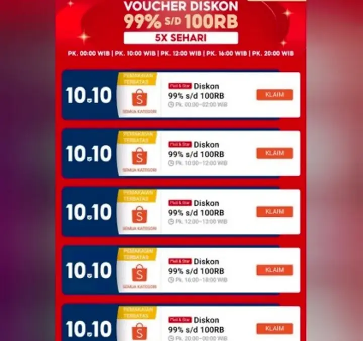 Voucher Shopee 10.10 10 Oktober 2025