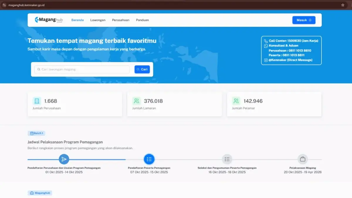 Ratusan Tempat Magang Tersedia di MagangHub Kemnaker