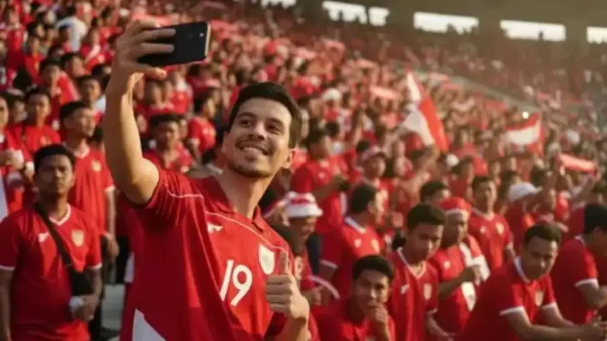 Ilustrasi edit foto dengan jersei Timnas Indonesia