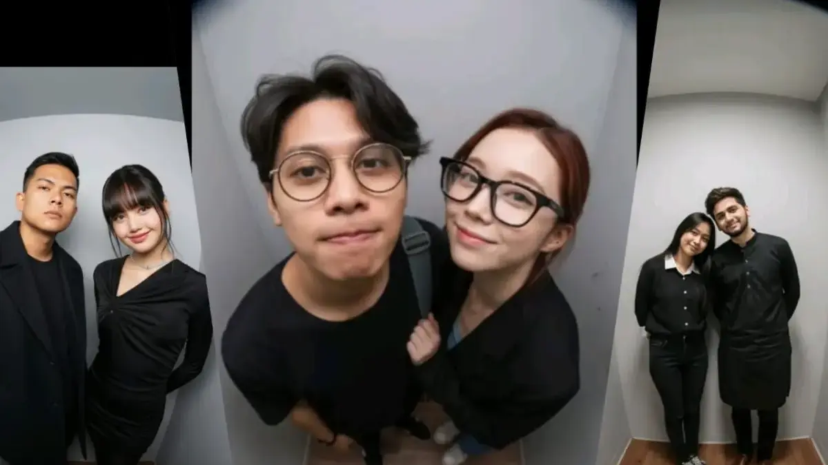 Contoh Prompt AI edit foto ala photobooth Fisheye