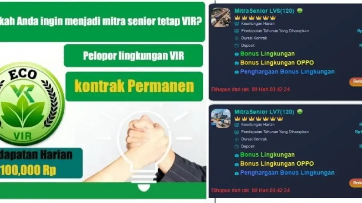 Aplikasi VIR yang menjanjikan gaji harian hingga Rp1.1 juta