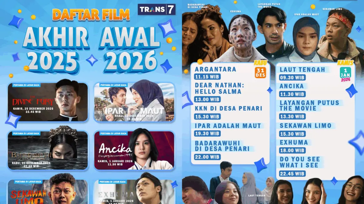 Film Spesial Tahun Baru Tayang di TV, Ini Jadwal Lengkapnya jadwal film spesial tahun baru yang akan tayang di beberapa stasiun TV nasional.