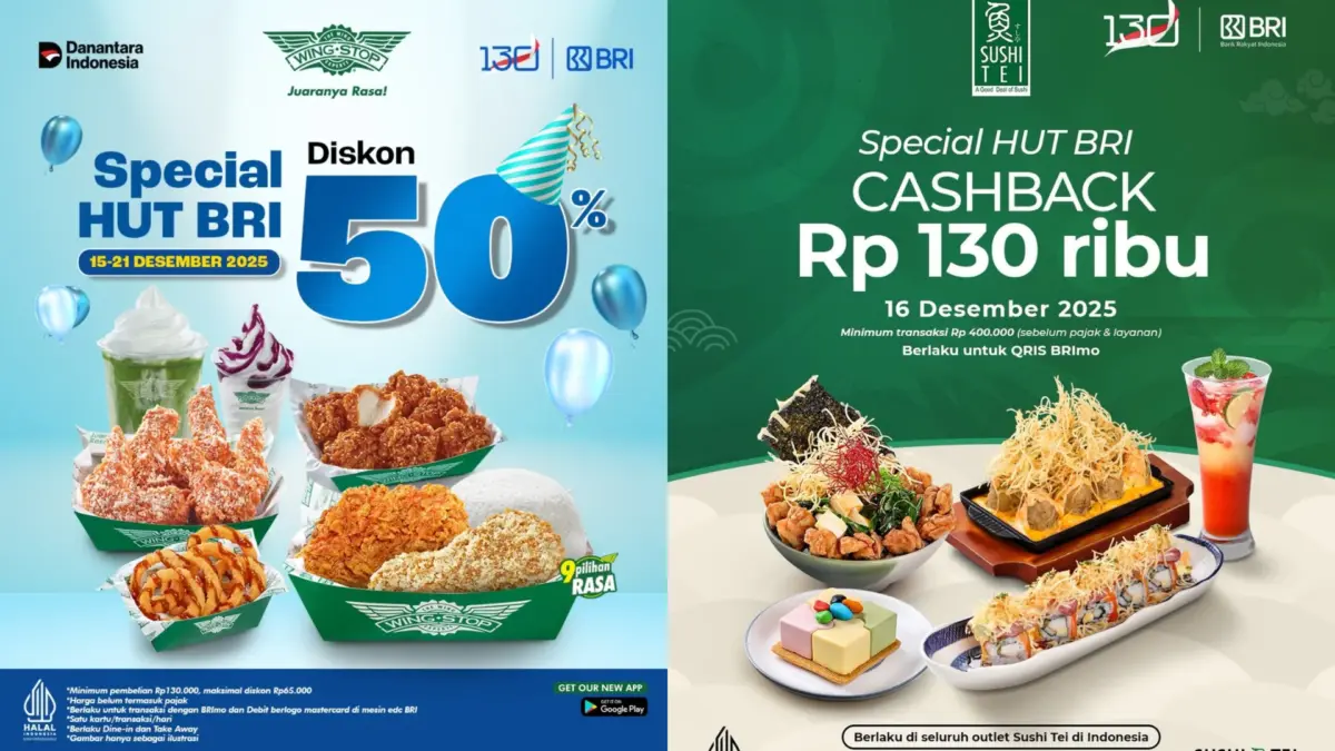 Daftar Promo Makanan Spesial HUT ke-130 BRI, Ada Solaria, Roti'O hingga Mako Promo makanan spesial HUT BRI ke-130