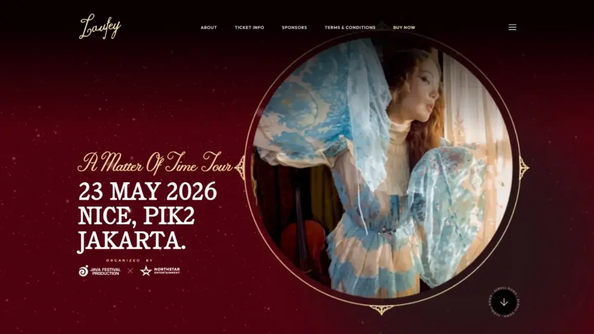 Tangkapan layar website resmi pembelian tiket konser Laufey di Jakarta