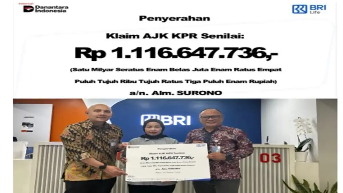 BRI Life melalui BRI Soekarno Hatta Serahkan Klaim AJK KPR Rp1,11 Miliar
